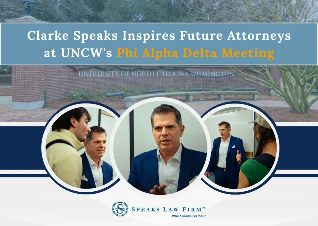 Clarke Speaks Inspires Future Attorneys UNCW Phi Alpha Delta Meeting | Wilmington, NC, USA | Call (910) 341-7570